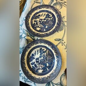 Vintage Churchill Made In England Classic Blue and White Dinner Plates